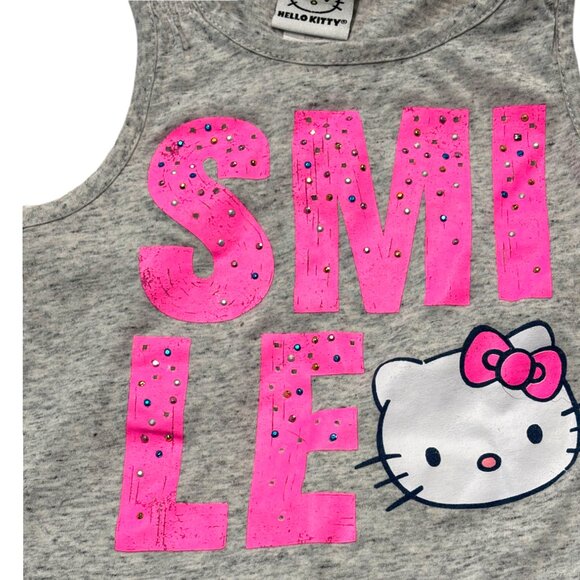 Hello Kitty by Sanrio girl's Smile gray and pink tank top sz XS - Picture 2 of 8